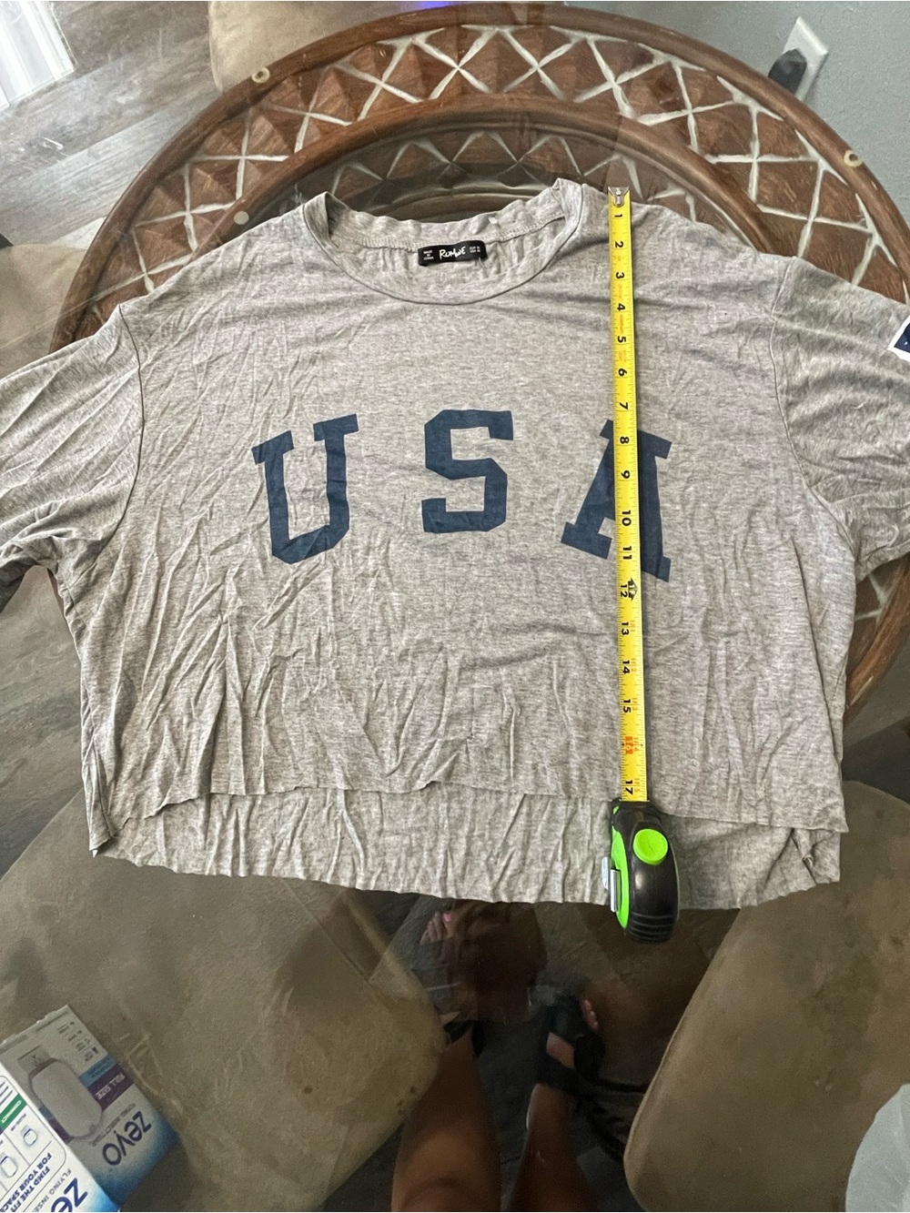 ROMWE USA Womens XL  Gray American Flag Graphic Cropped T Shirt - Picture 5 of 6